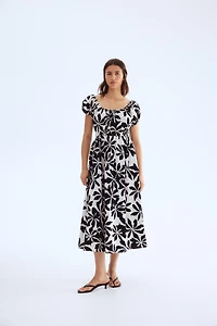 Robe épaules nues en popeline