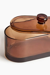 Pot ovale en verre avec couvercle