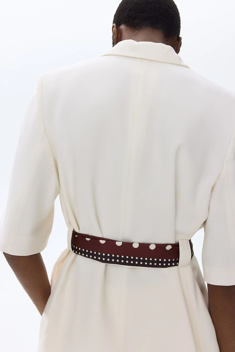 Short-Sleeved Blazer with Tie Belt