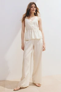 Straight-Leg Scalloped Pants