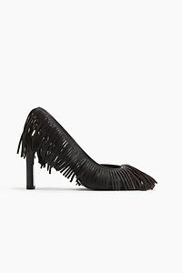 Escarpins à franges en cuir avec bride arrière