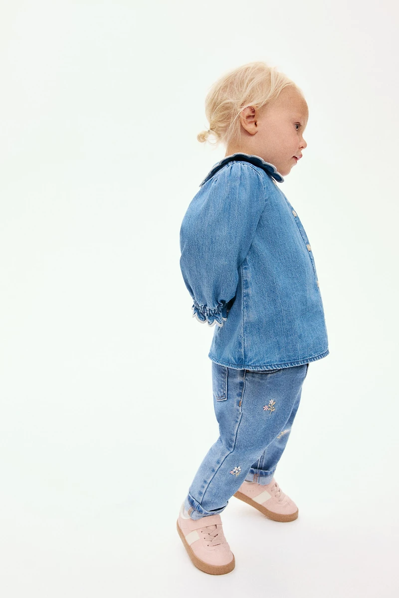 Scalloped Denim Blouse