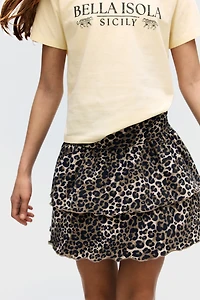 Foldover-Waist Tiered Skirt