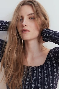 Picot-Trimmed Ribbed Top