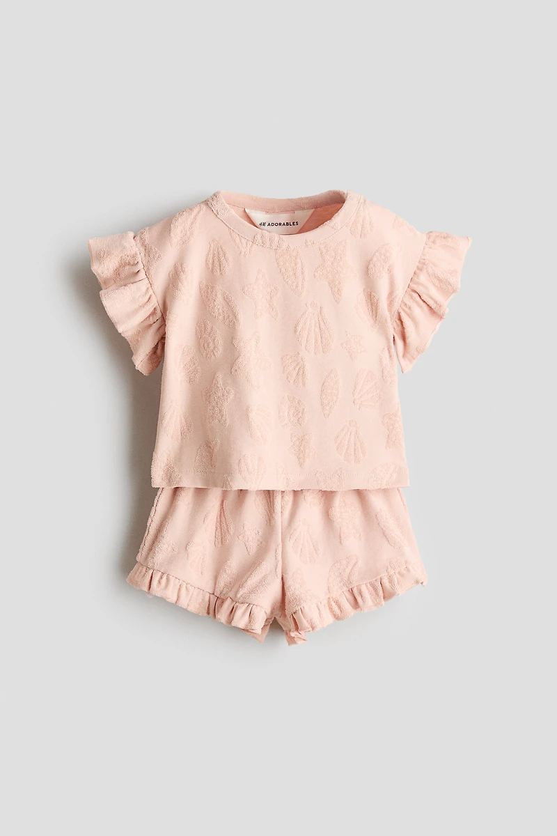 Ensemble volanté 2 pièces en tissu éponge