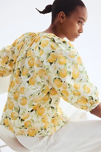 Blouse en popeline avec manches ballon