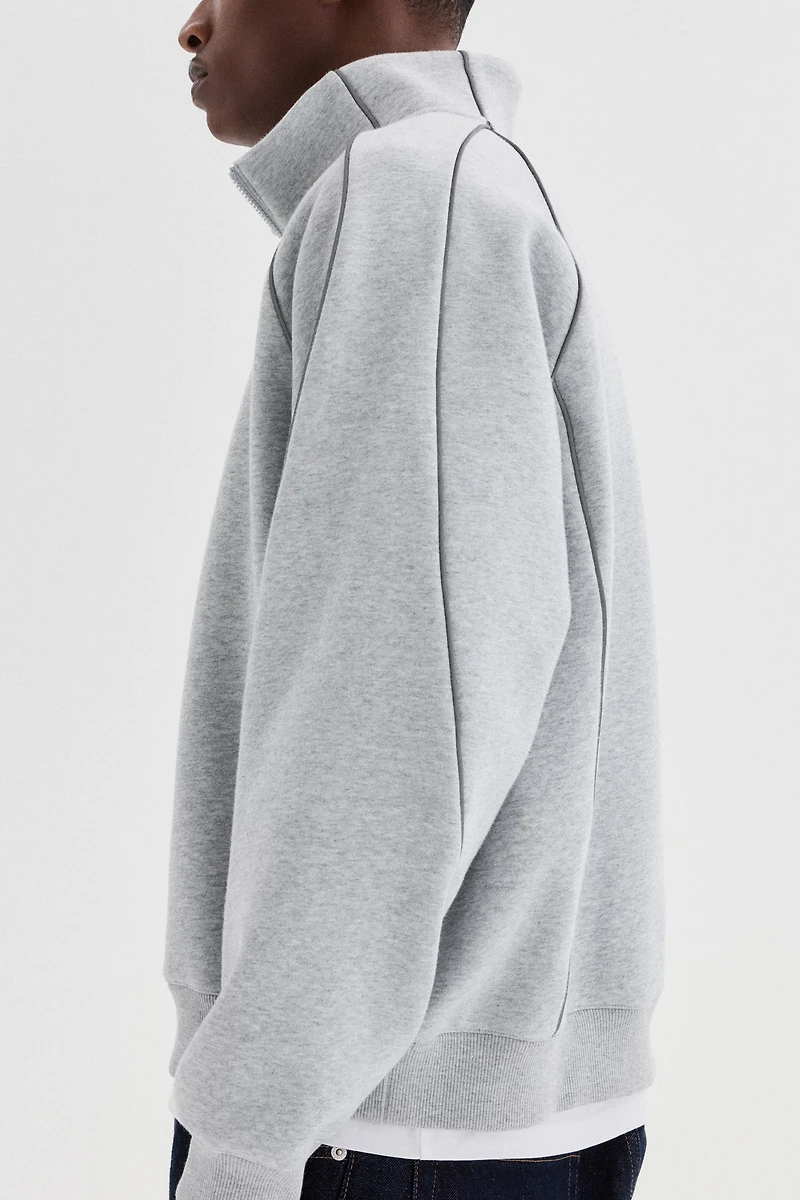 Chandail ample en molleton col à fermeture éclair