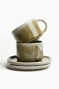 Reactive-Glaze Mug and Saucer