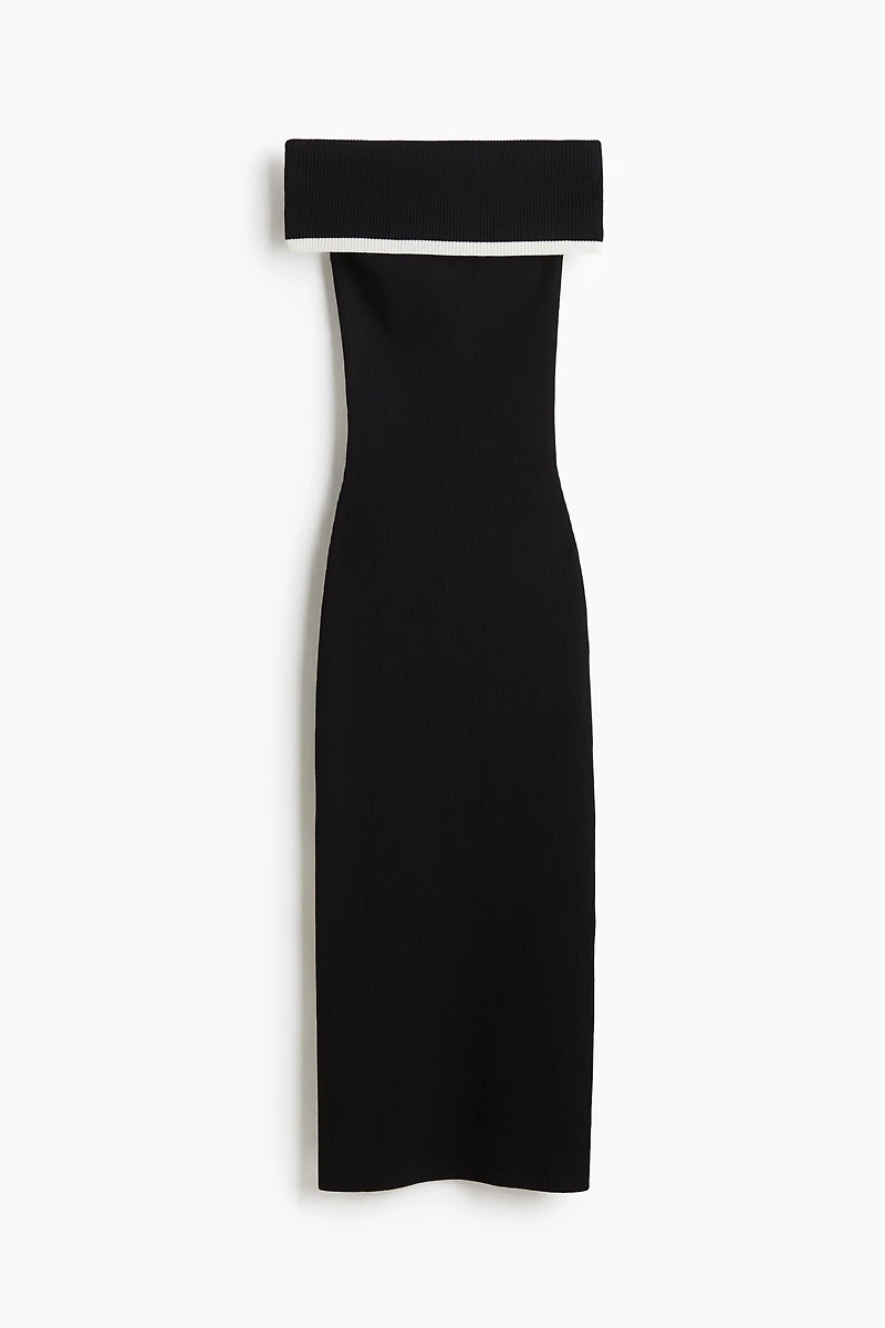 Ribbed Off-the-Shoulder Dress