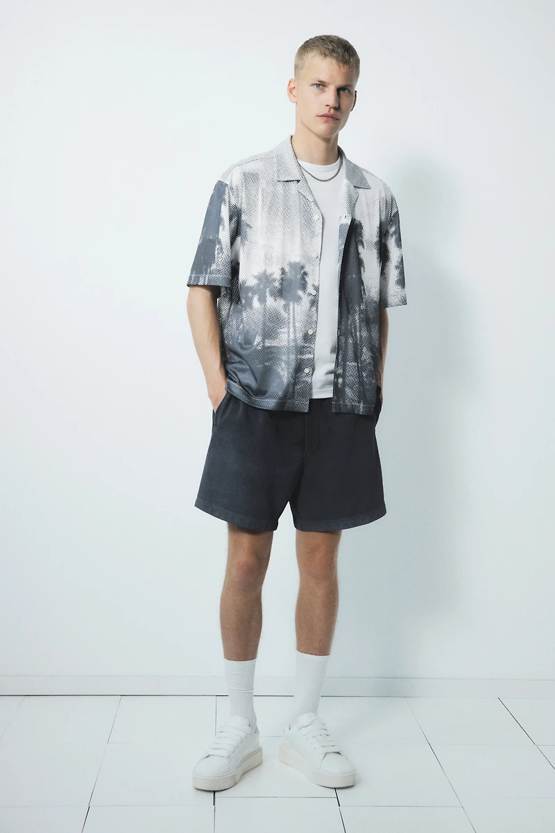Loose-Fit Mesh Resort Shirt