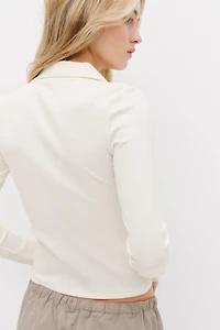 Haut côtelé avec col