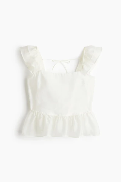 Tie-Detail Peplum Blouse