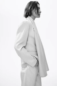Lapelless Blazer with Scarf