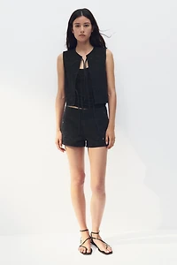 Tie-Front Denim Vest