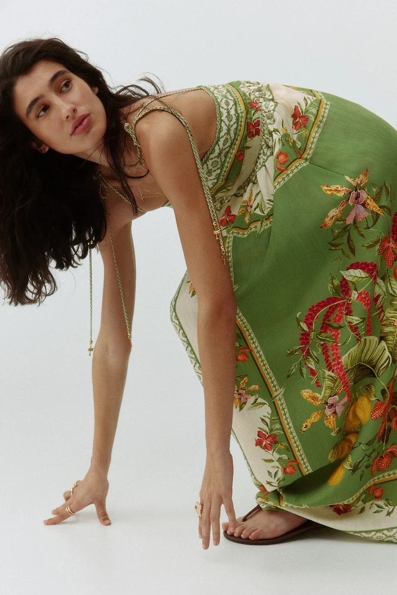 Dress with Tie Shoulder Straps