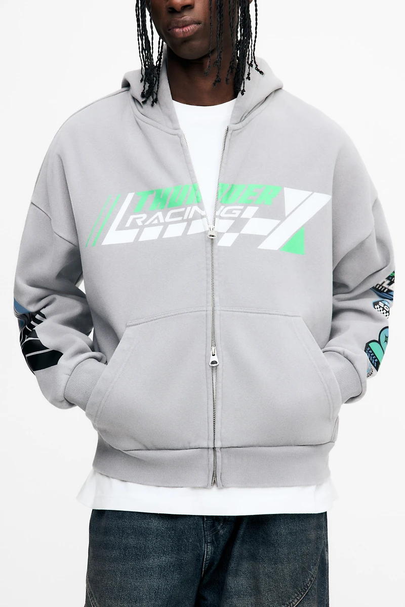 Veste grande taille à capuchon fermeture éclair