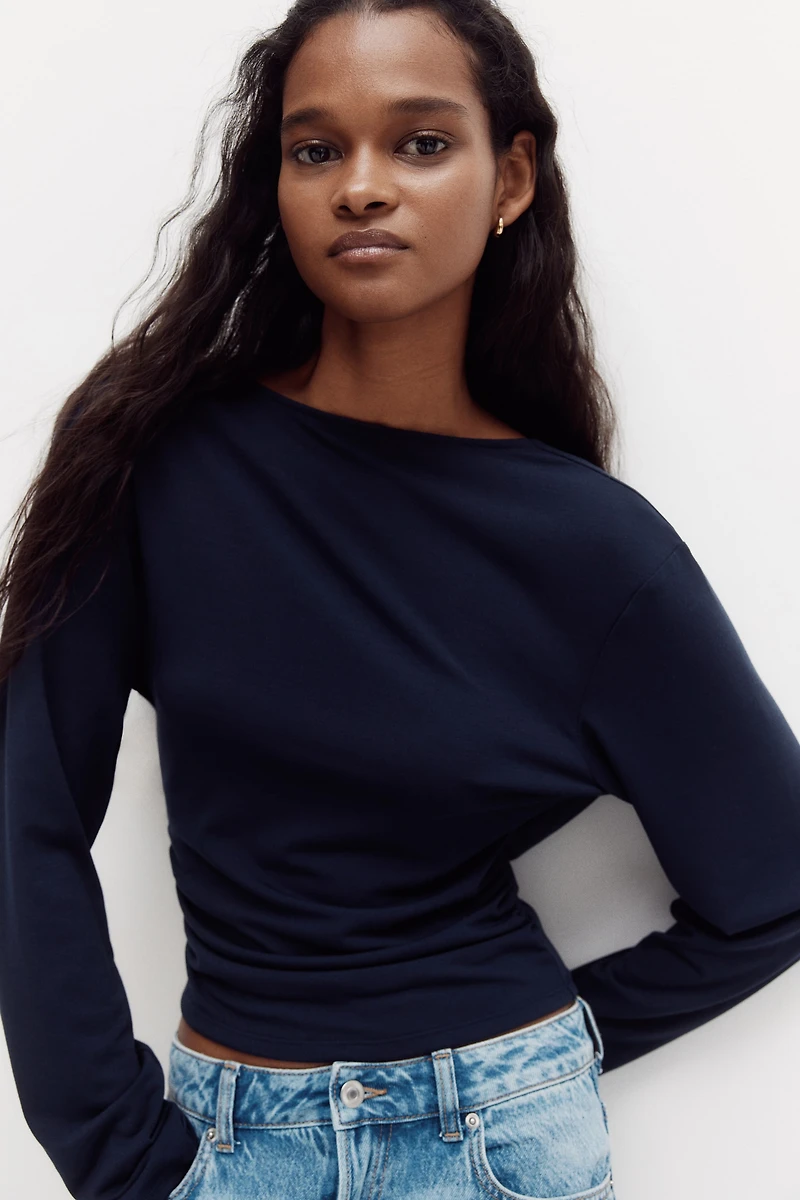 Cowl-Back Jersey Top