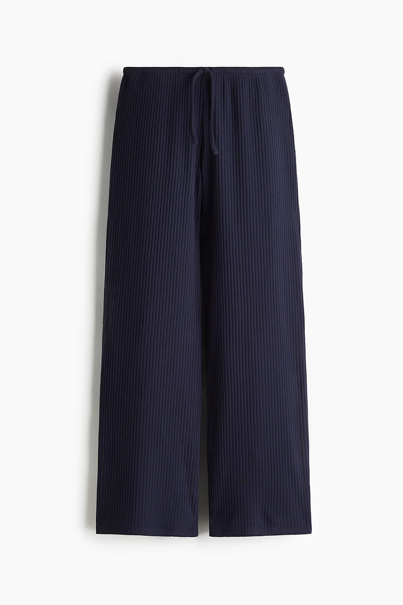 Wide-Leg Rib-Knit Pants