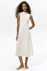 Crinkled Boat-Neck Dress