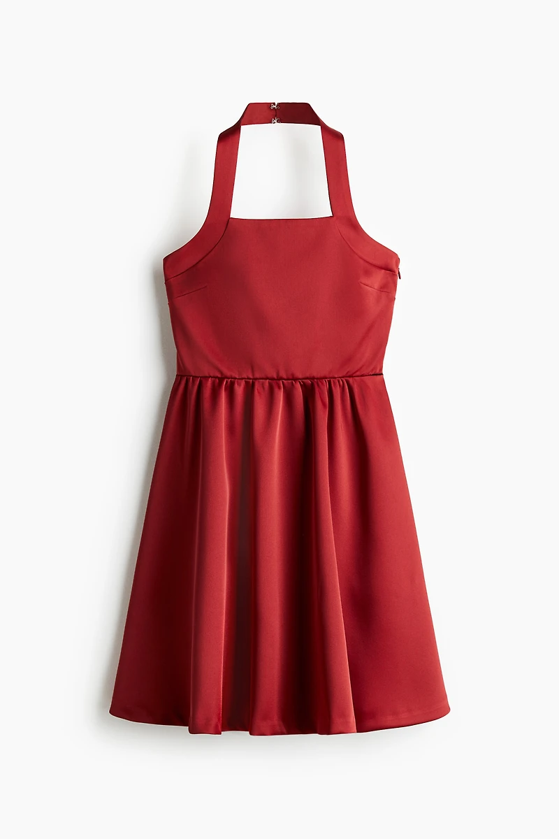 Circle-Skirt Halterneck Dress