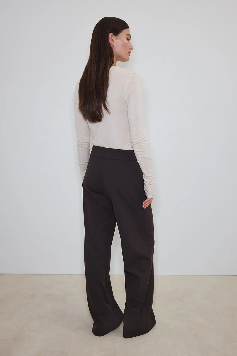 Four-Way Stretch Wide-Cut Pants