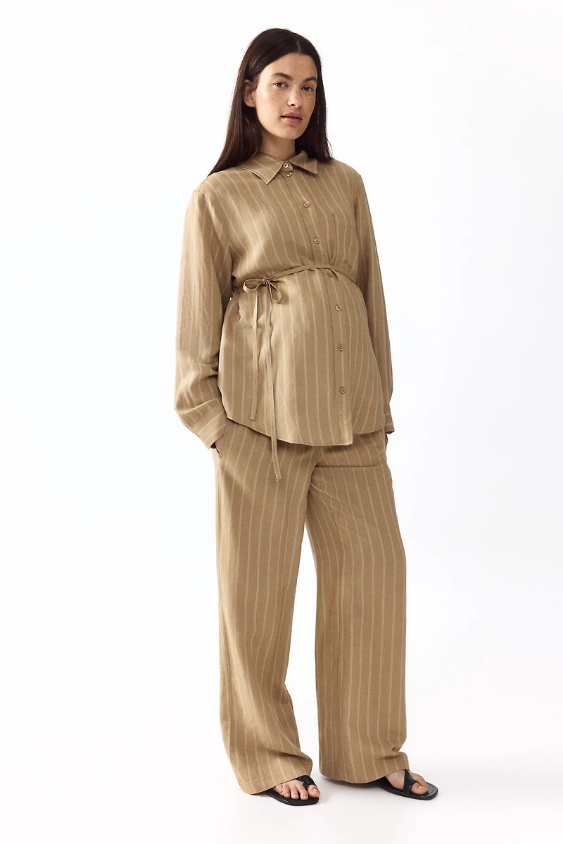 MAMA Linen-Blend Shirt