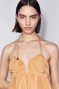 Sweetheart-Neck Halterneck Dress