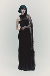 Dress with Mesh Cape