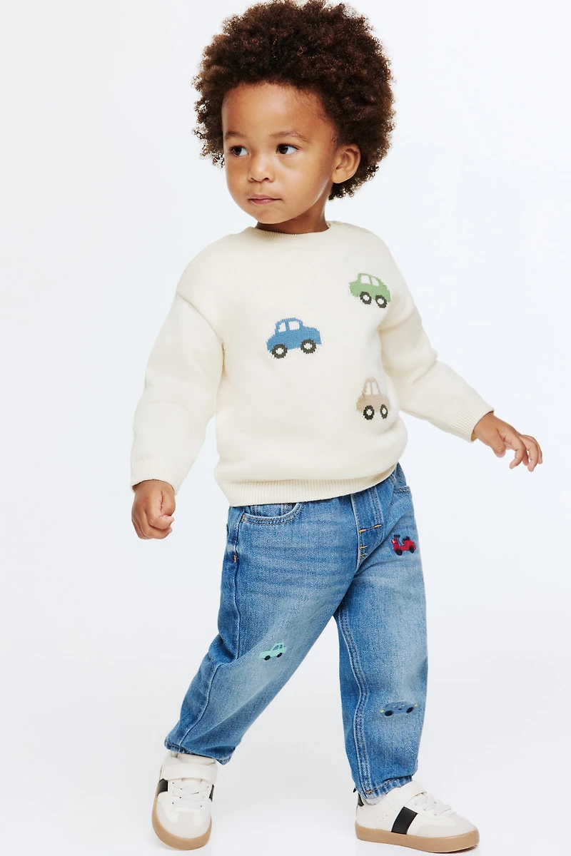 Jacquard-Knit Cotton Sweater