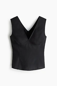 Linen-Blend Tie-Back Top