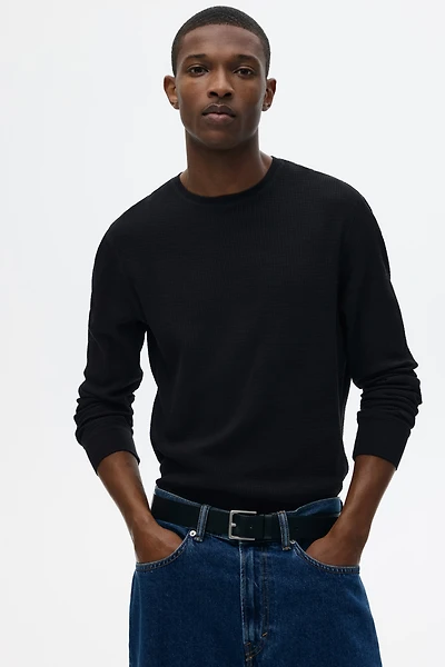 Slim Fit Waffled Jersey Shirt