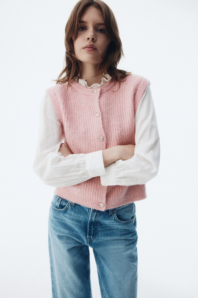 Gilet sans manches en tricot côtelé