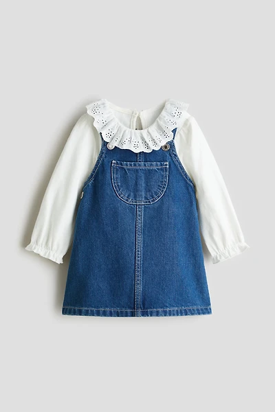 2-Piece Overall Dress and Top Set