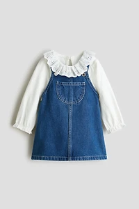 2-Piece Overall Dress and Top Set