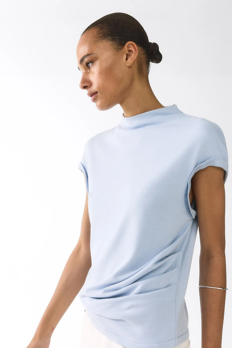 Draped Fine-Knit Top