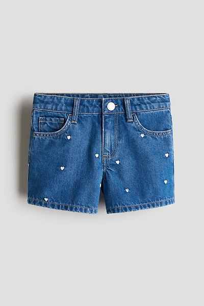 Short en denim avec détails brodés