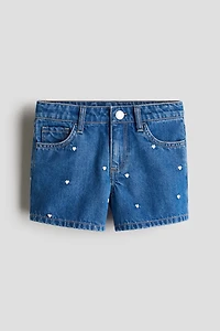 Short en denim avec détails brodés