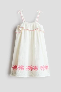 Cotton Muslin Dress with Embroidery