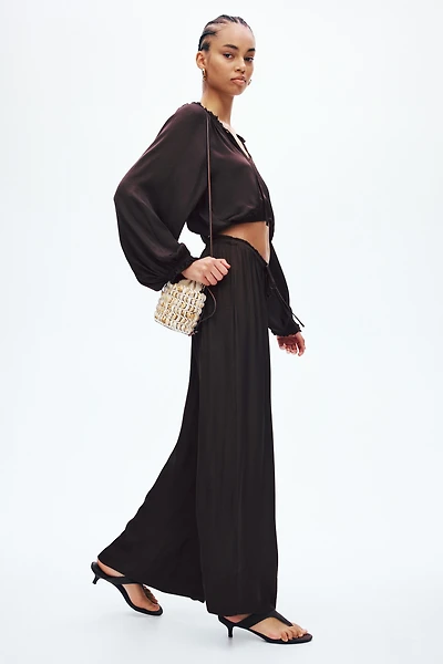 Wide-Leg Drawstring Pants