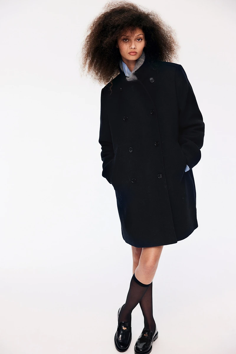 Manteau au genou à double boutonnage