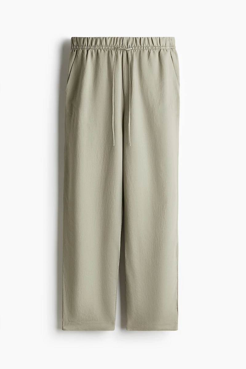Linen-Blend Drawstring Pants