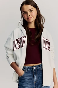 Hooded Jacket with Embroidered Motif