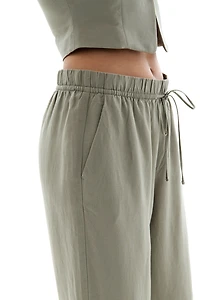 Linen-Blend Drawstring Pants