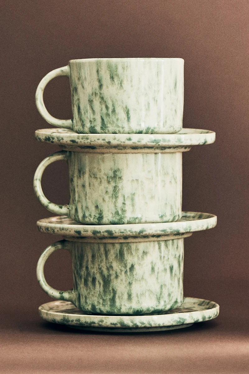Reactive-Glaze Mug and Saucer