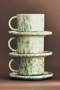 Reactive-Glaze Mug and Saucer