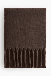 Couverture à franges en laine mélangée