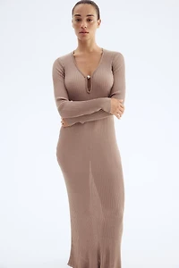 Long Rib-Knit Dress
