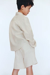 Short à cordon en lin mélangé