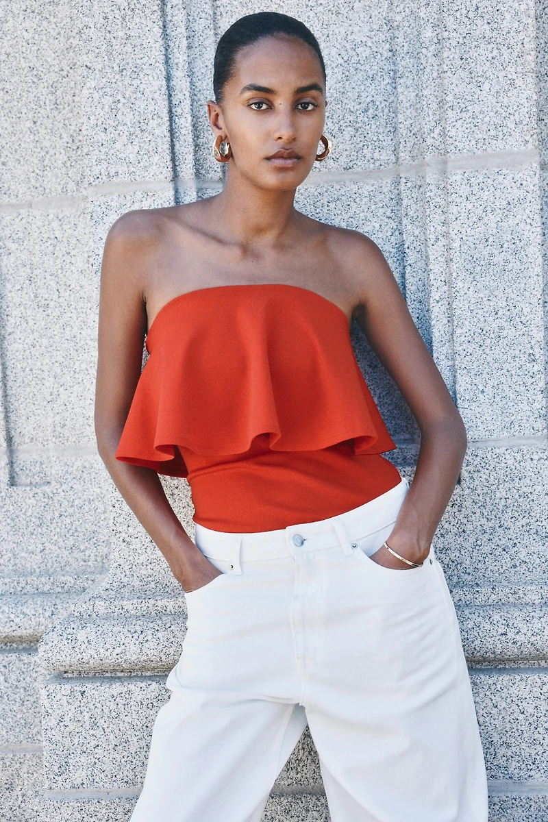 Haut bandeau à volant en interlock