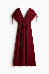 Crinkled Drawstring-Detail Dress